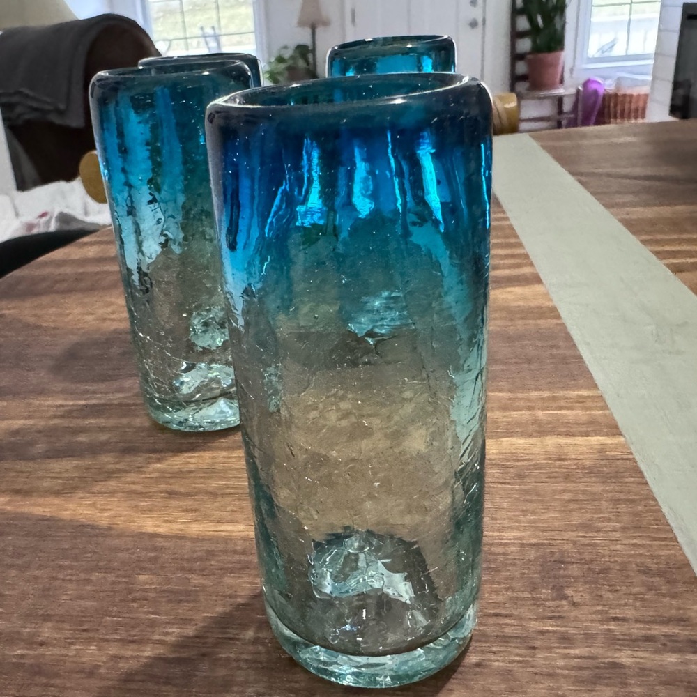 Bambeco Recycled Art Glass Shot Glasses Mexican Handblown set of 4